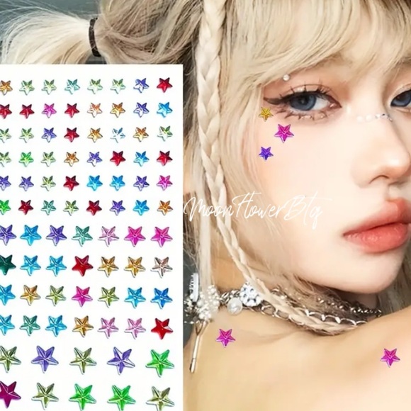 3D Colorful Star Gem Face Jewels - Picture 1 of 4